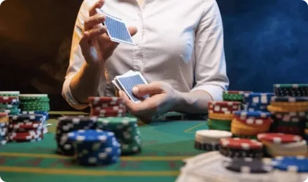 Casino table and dealer